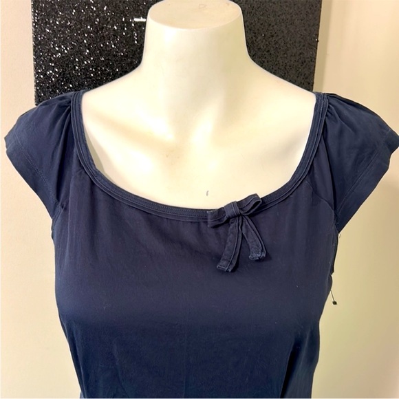 KATE SPADE Navy Blue Fit and Flare Bow Cap Sleeves Dress Sz 4 - Picture 2 of 5